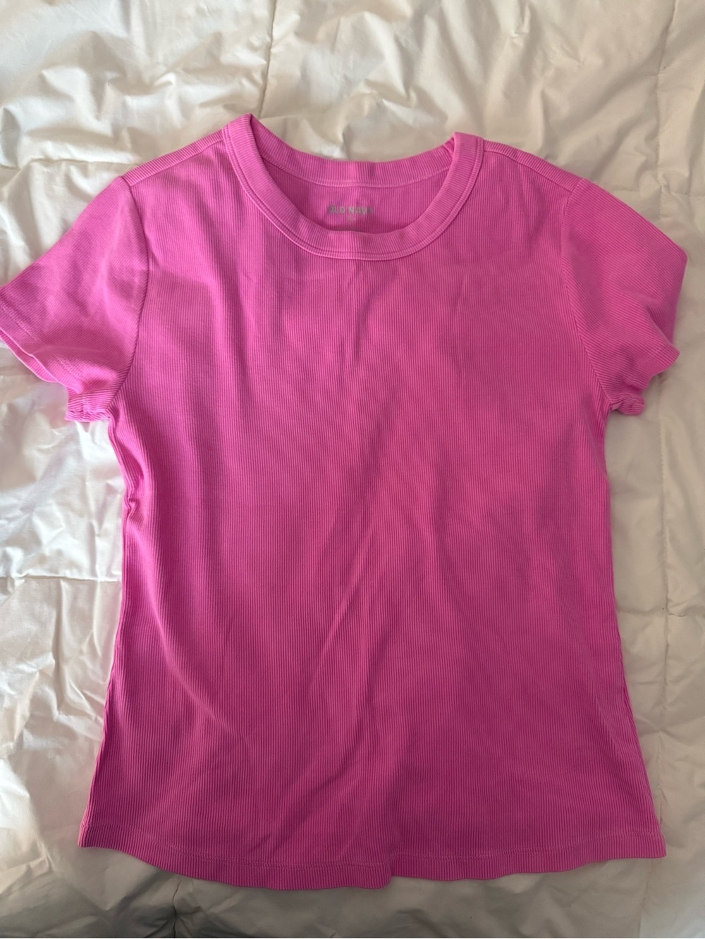 Old Navy Hot Pink Ribbed Short Sleeve Tee